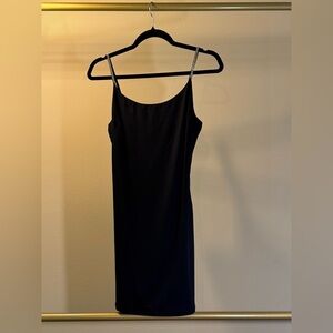 #28 Elegant Black Sparkle Strap Mini Dress